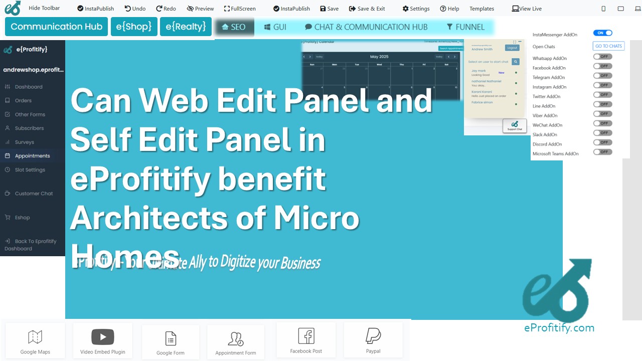 Can Web Edit Panel and Self Edit Panel in eProfitify benefit Architects of Micro Homes